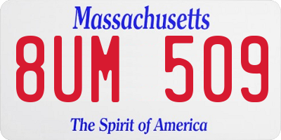 MA license plate 8UM509