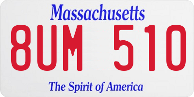 MA license plate 8UM510
