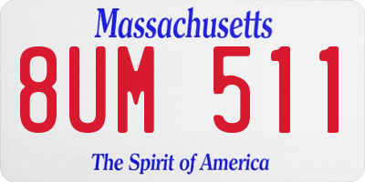 MA license plate 8UM511