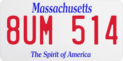 MA license plate 8UM514