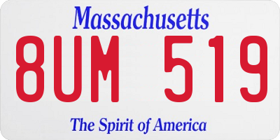 MA license plate 8UM519