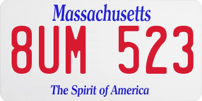 MA license plate 8UM523