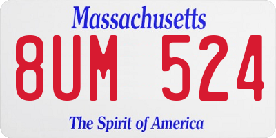 MA license plate 8UM524