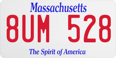 MA license plate 8UM528