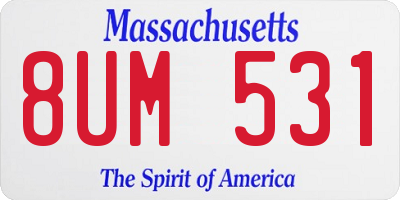 MA license plate 8UM531