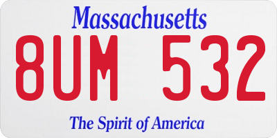 MA license plate 8UM532