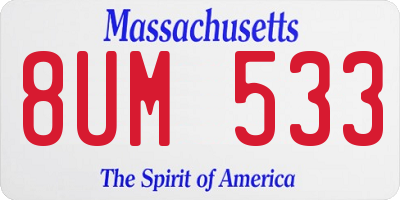 MA license plate 8UM533
