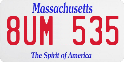 MA license plate 8UM535