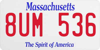 MA license plate 8UM536