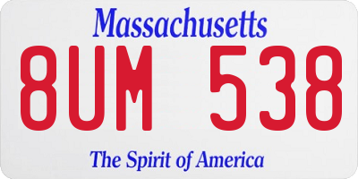 MA license plate 8UM538
