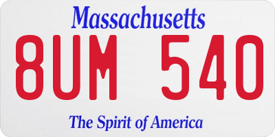 MA license plate 8UM540