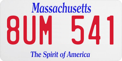 MA license plate 8UM541