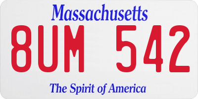 MA license plate 8UM542
