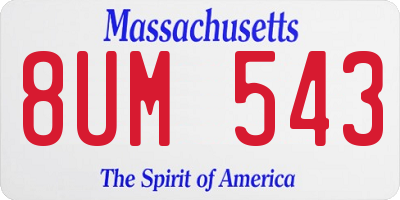 MA license plate 8UM543