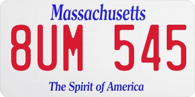 MA license plate 8UM545