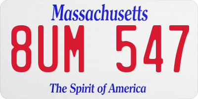 MA license plate 8UM547