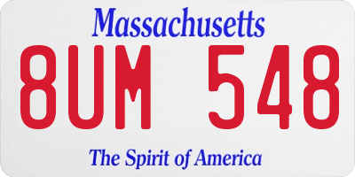 MA license plate 8UM548