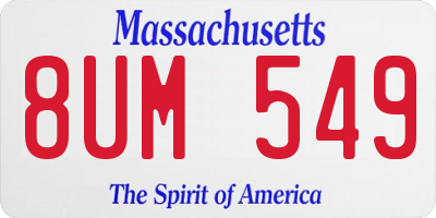 MA license plate 8UM549