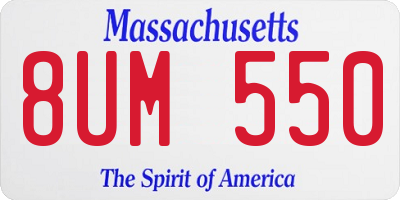 MA license plate 8UM550