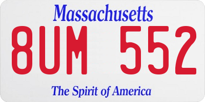 MA license plate 8UM552