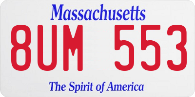 MA license plate 8UM553
