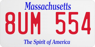MA license plate 8UM554