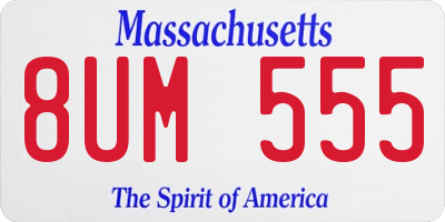 MA license plate 8UM555