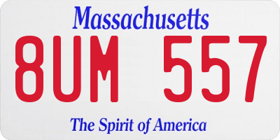 MA license plate 8UM557