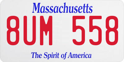 MA license plate 8UM558