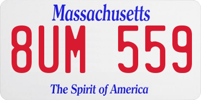 MA license plate 8UM559
