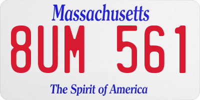 MA license plate 8UM561