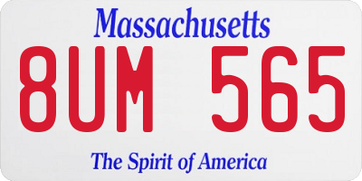 MA license plate 8UM565