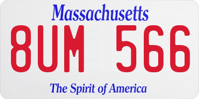MA license plate 8UM566