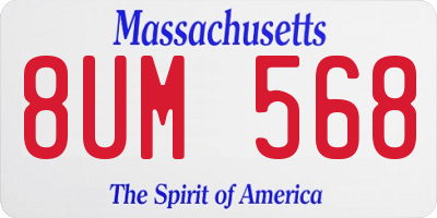 MA license plate 8UM568