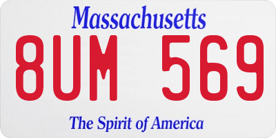 MA license plate 8UM569
