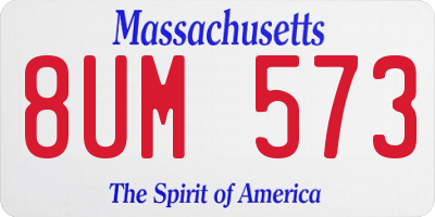 MA license plate 8UM573