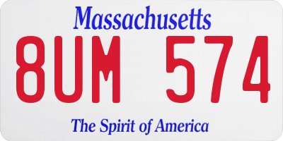 MA license plate 8UM574