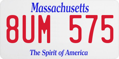 MA license plate 8UM575