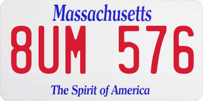 MA license plate 8UM576