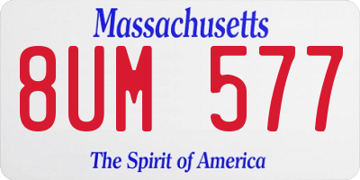 MA license plate 8UM577