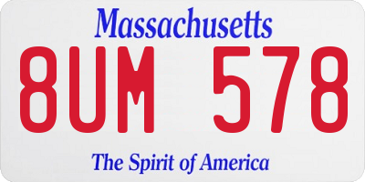 MA license plate 8UM578