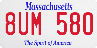 MA license plate 8UM580