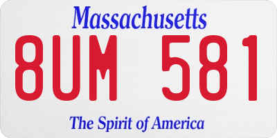MA license plate 8UM581