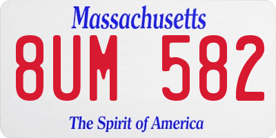 MA license plate 8UM582