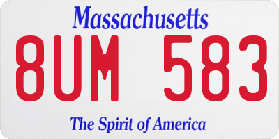 MA license plate 8UM583