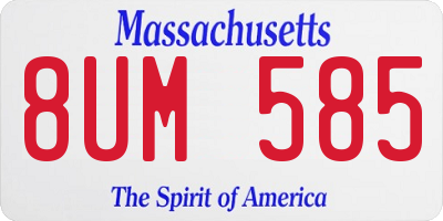MA license plate 8UM585