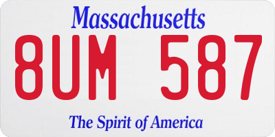 MA license plate 8UM587