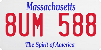 MA license plate 8UM588