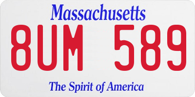 MA license plate 8UM589