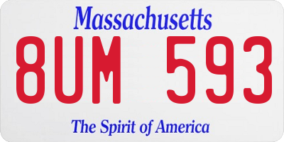 MA license plate 8UM593